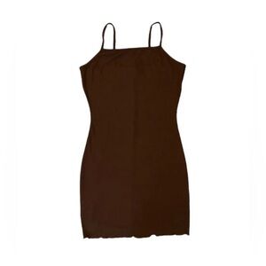 NWOT See You Monday Brown Ribbed Spaghetti Strap Bodycon Dress Size L